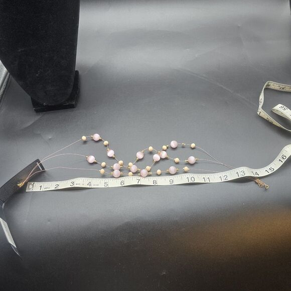 Bijou Brigitte Glass Beaded Necklace Layered 15" Adjustable Boho Pink NEW - Picture 5 of 6